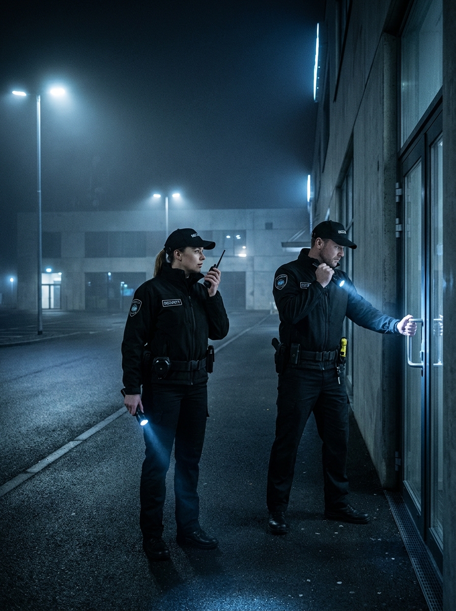 Security patrol car at night