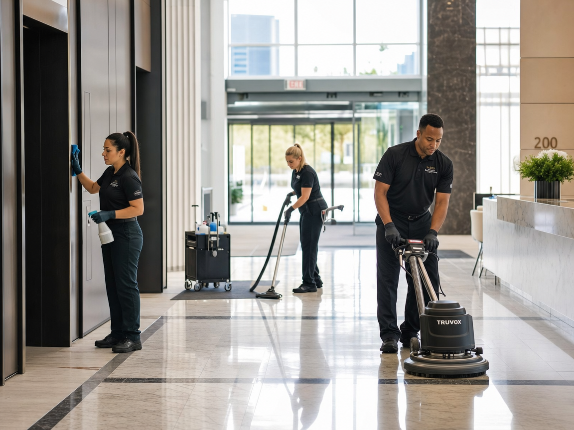 Professional Delta Facilities cleaning team at work