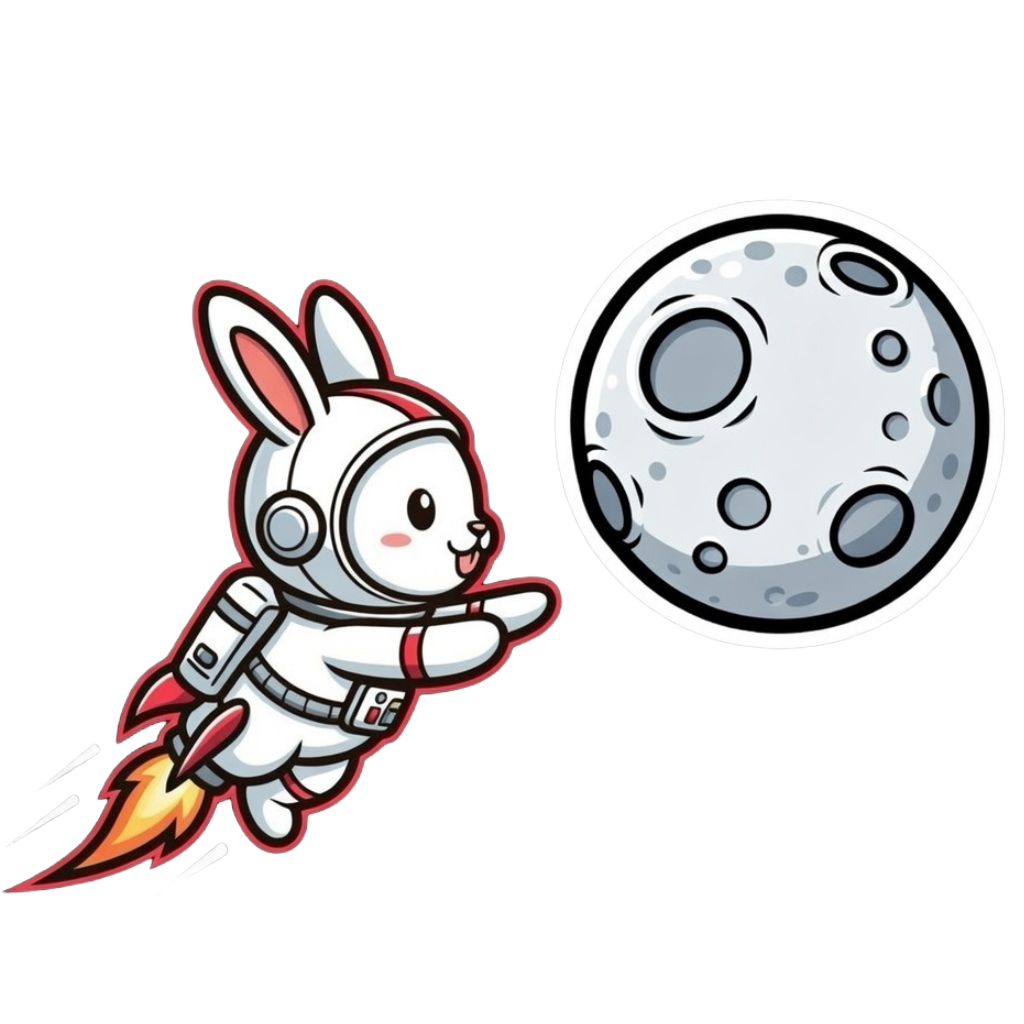 Rocket Bunny Astronaut and Moon Animated