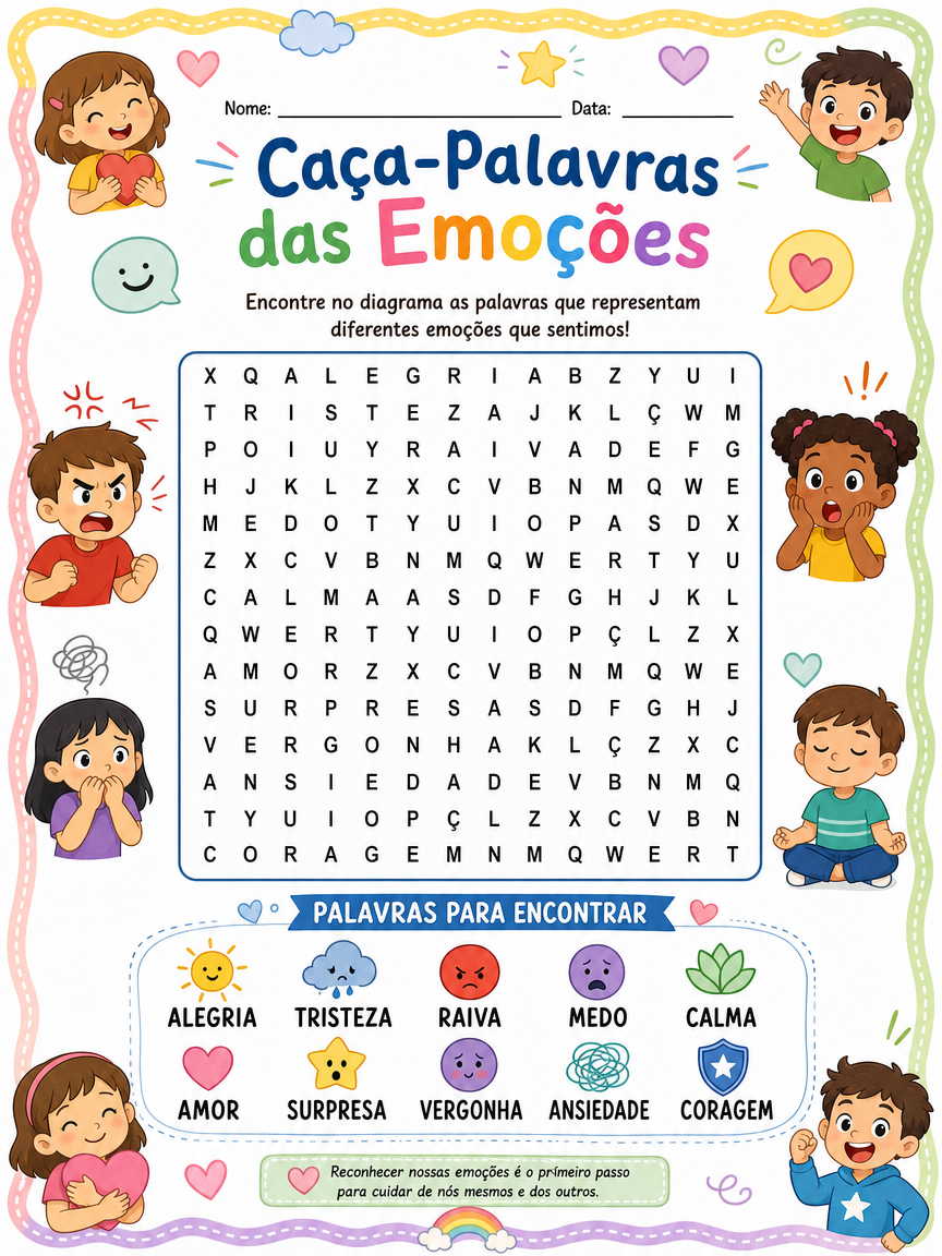 Caça-palavras das emoções