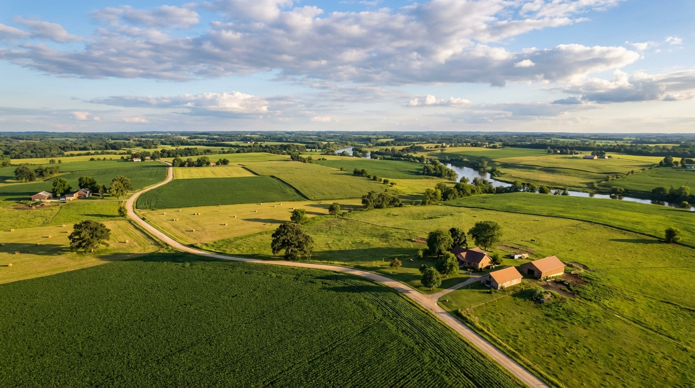 Beautiful green farmland landscape