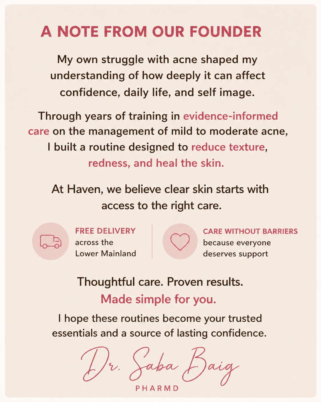 A Note From Our Founder — Dr. Saba Baig