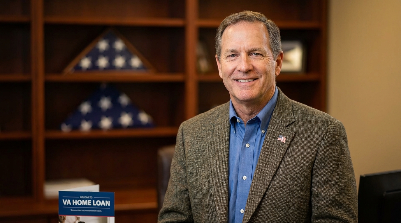 Best VA loan rates today - veteran homeowner proudly standing near American flag