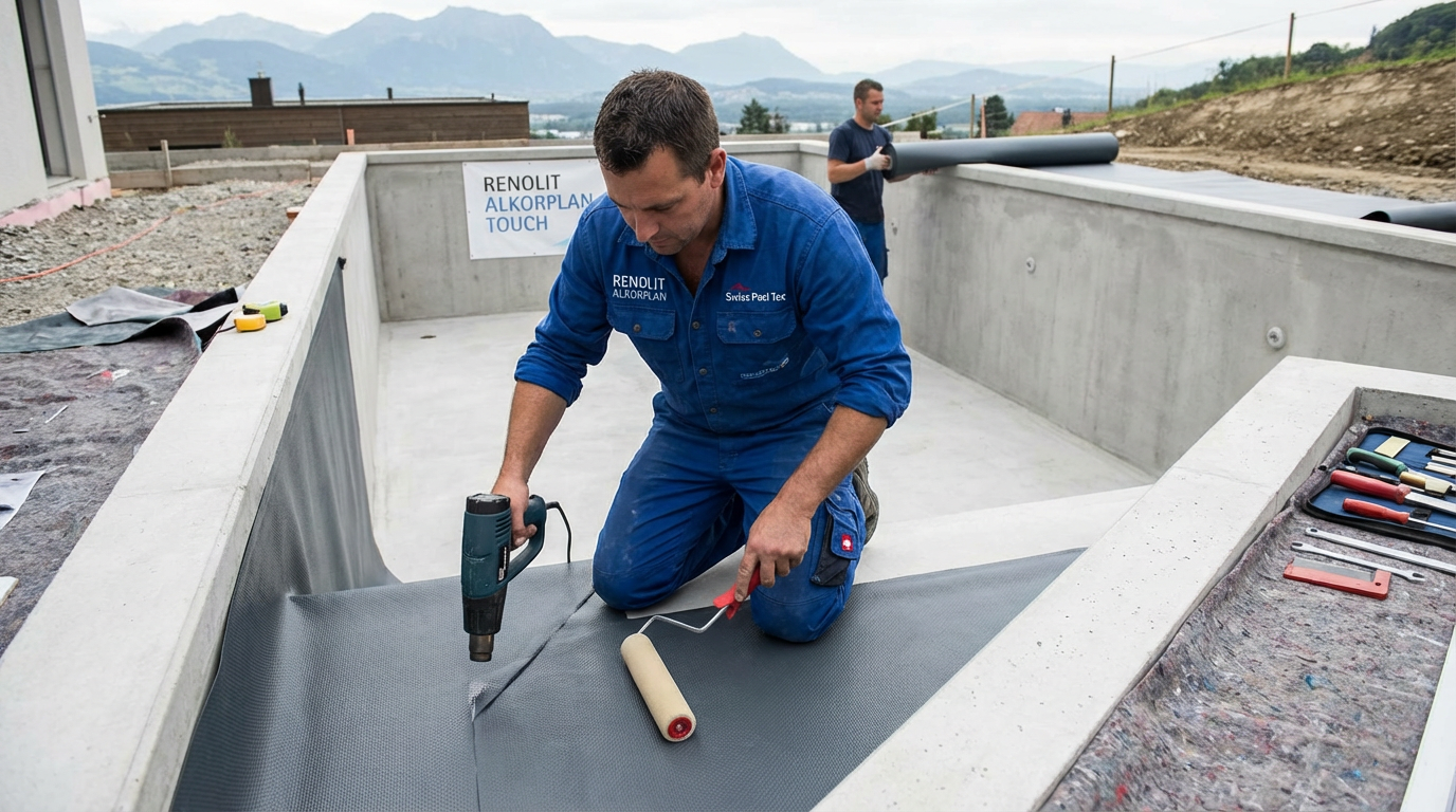 Professionelle Poolfolien Installation