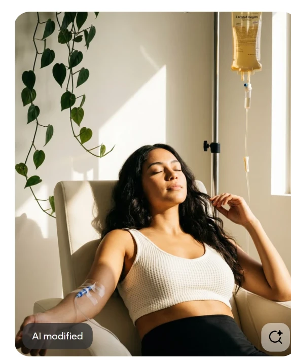 Woman receiving IV therapy