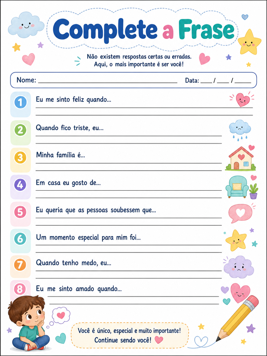 Complete a frase — atividade projetiva