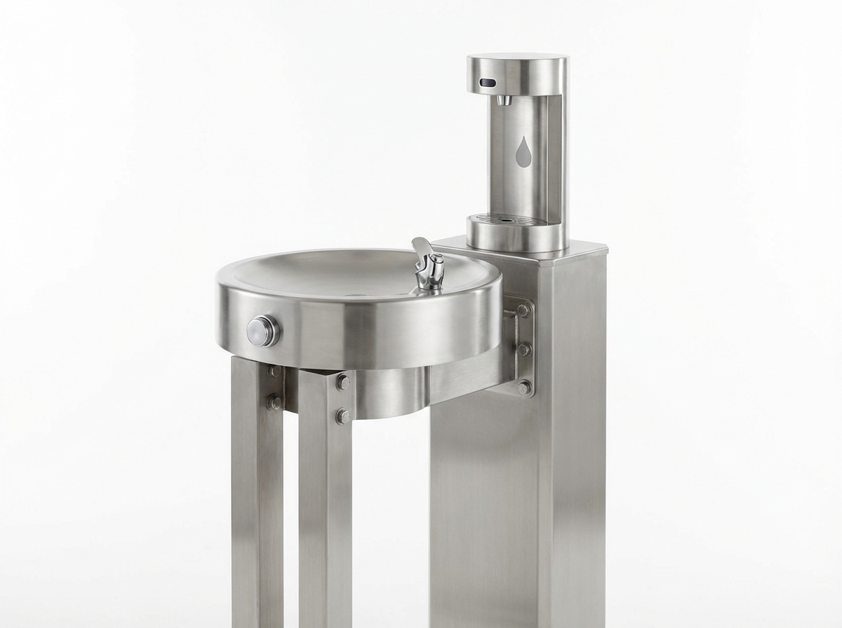 Bebedouro em aço inox industrial para áreas públicas e institucionais